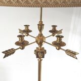 Lampadaire bouillotte en laiton tête de lion et griffes