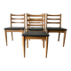 Schreiber Mid-Century Set of 4 Dining Chairs, Vinyl Seats, Three-Rung Backs