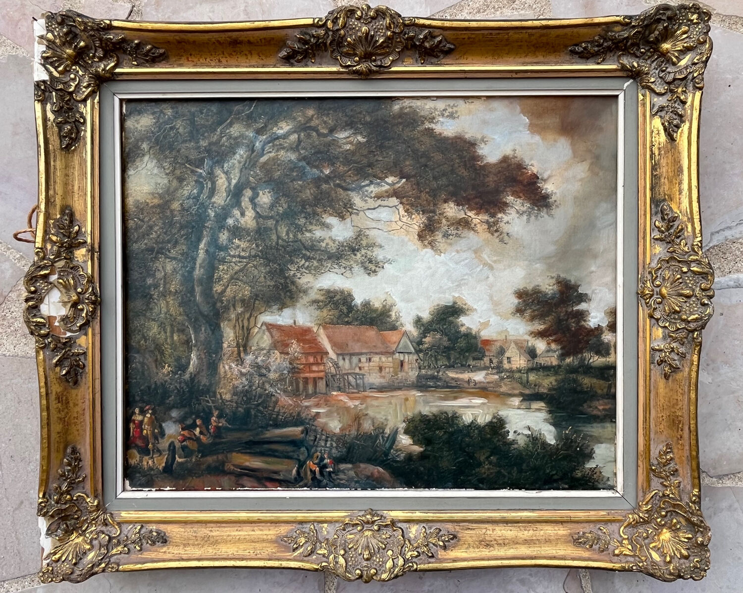 Tableau : Huile sur toile - paysage animé