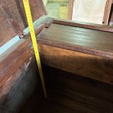 Antique rustic oak chest with original hardware and molded panels