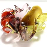 Grand cendrier/vide-poche en verre de Murano polychrome, attribué à Toso, Italie