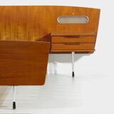 Mid century modern Italian teak double bed with two nightstands, 1960s