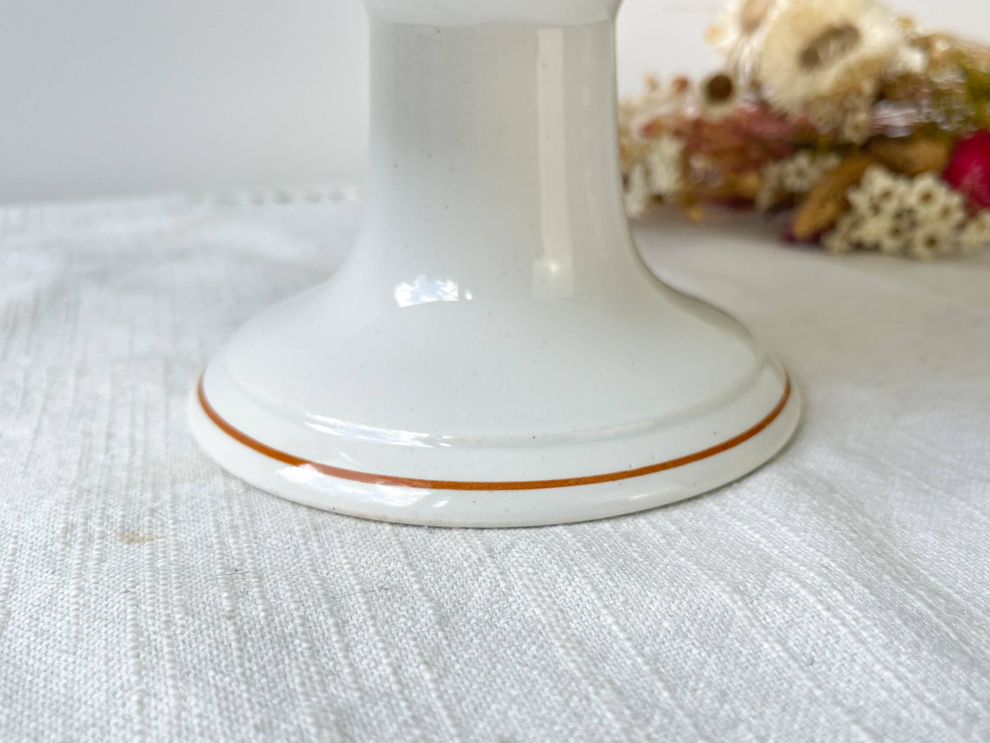 Vintage pedestal dish Blue Iron Earth St Amand French