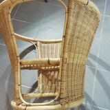 Vintage rattan round coffee table