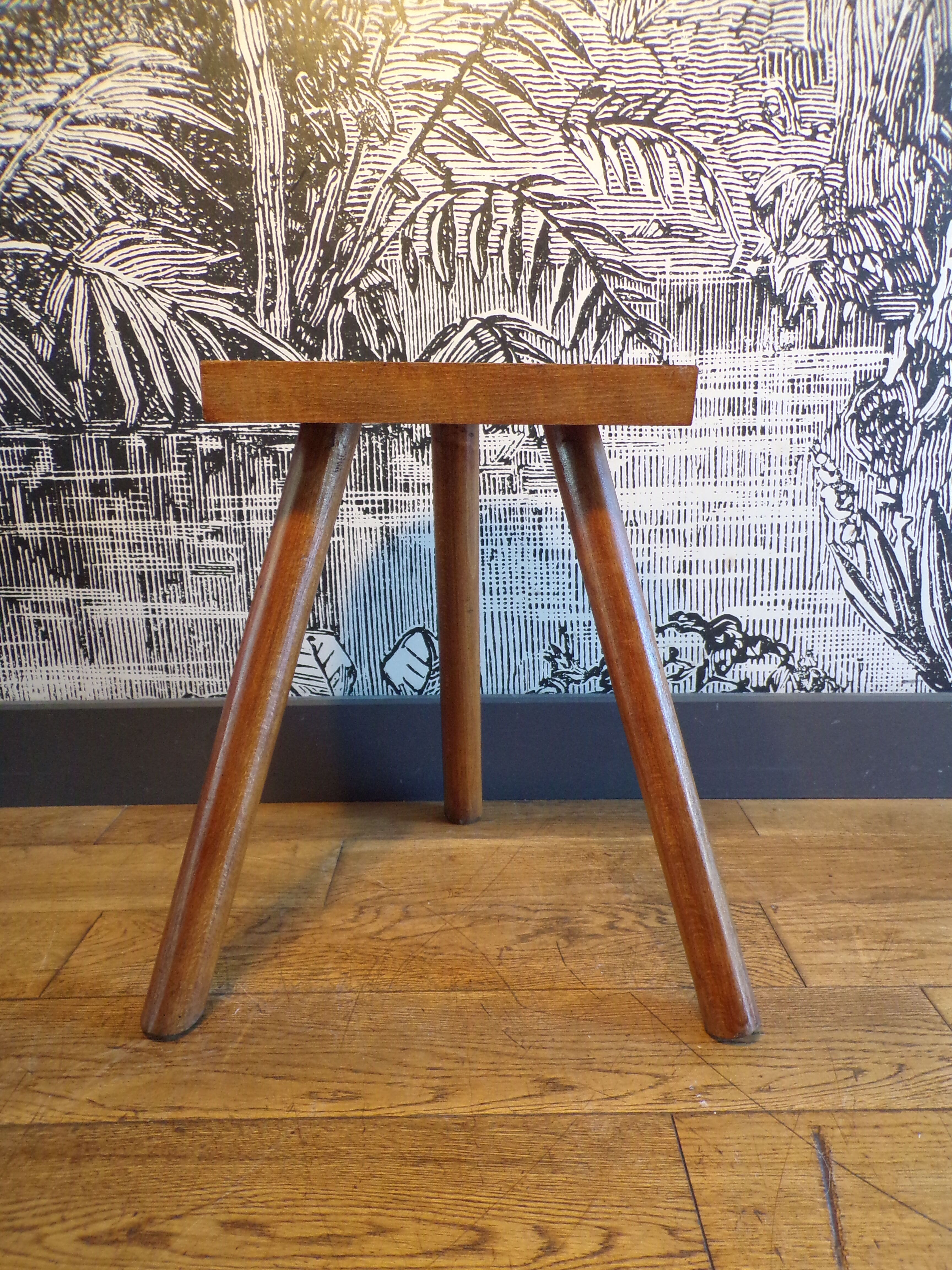 Vintage half-moon farm stool