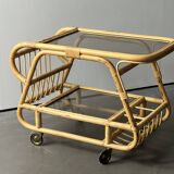Rolling table from the 60s in bamboo