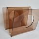 Magazine rack by Michel Dumas for Roche Bobois, smoked plexiglass, 1970s.