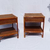 Pair of cane bedside tables