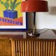 Oscar Torlasco, Mid-Century red table lamp, Lumi, Italy 1954