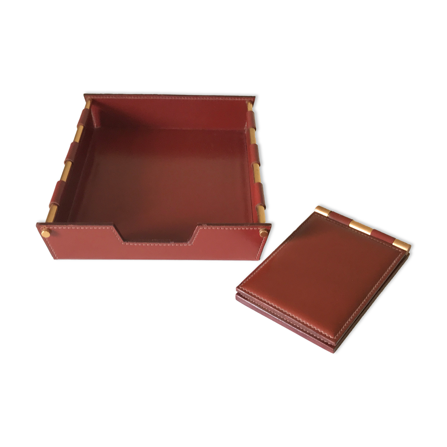 Vintage quilted leather desk set design 70 years