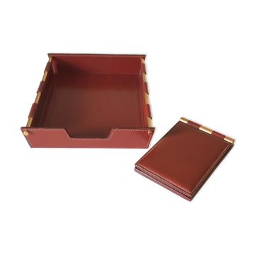 Vintage quilted leather desk set design 70 years