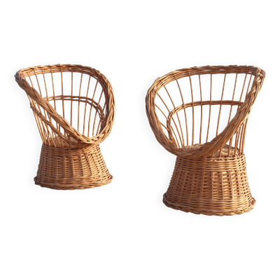 Paire de fauteuils en osier, France, XXᵉ siècle