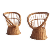 Pair of wicker armchairs, France, 20th century