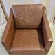 Fauteuil danois en cuir marron à dossier bas 1960