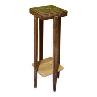 French Art Deco Oak Plant Table with Marble top, from the 1920/30s.