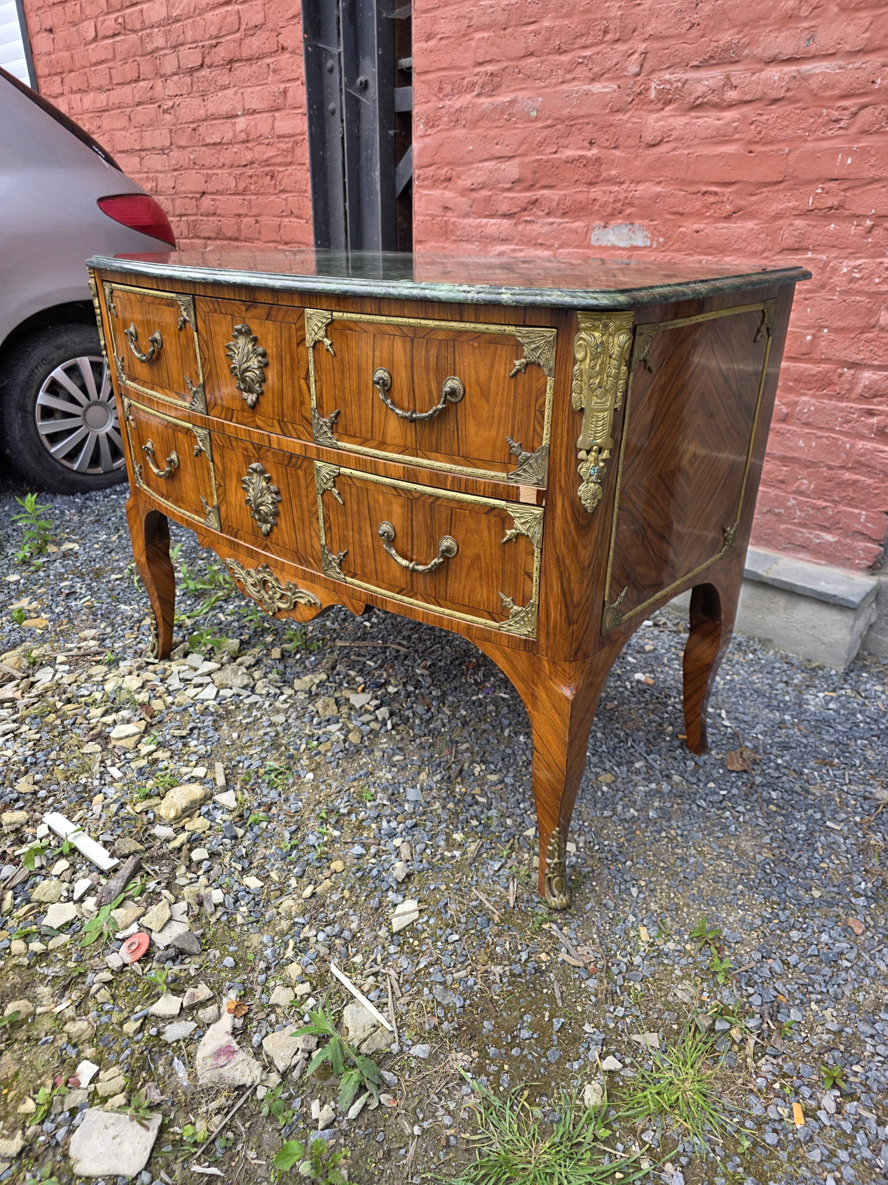 Curved Louis XV style commode in mahogany, mid-20th century.