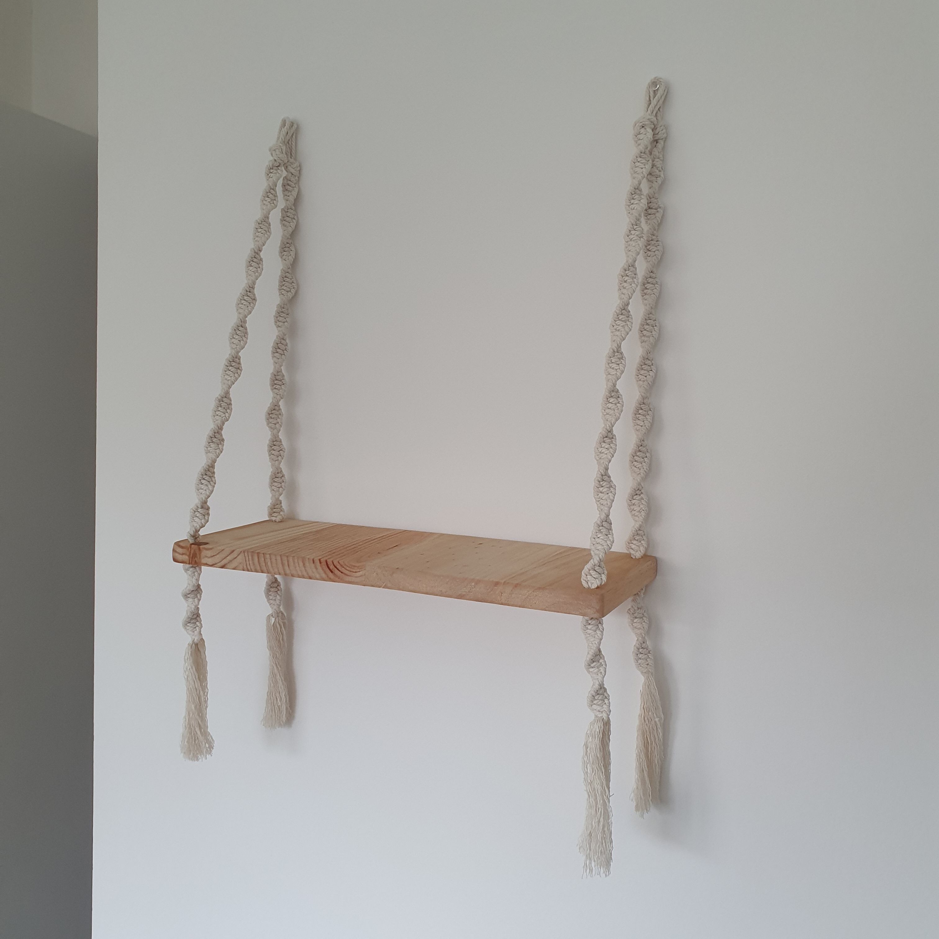 Étagère murale bois et corde de coton