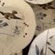 13 decorative plates with hummingbird design in fine earthenware by Mouzin Lecat, 19th century.