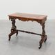 Victorian Walnut Side Table with Inlaid Top and Pierced Scroll Ends, Englan