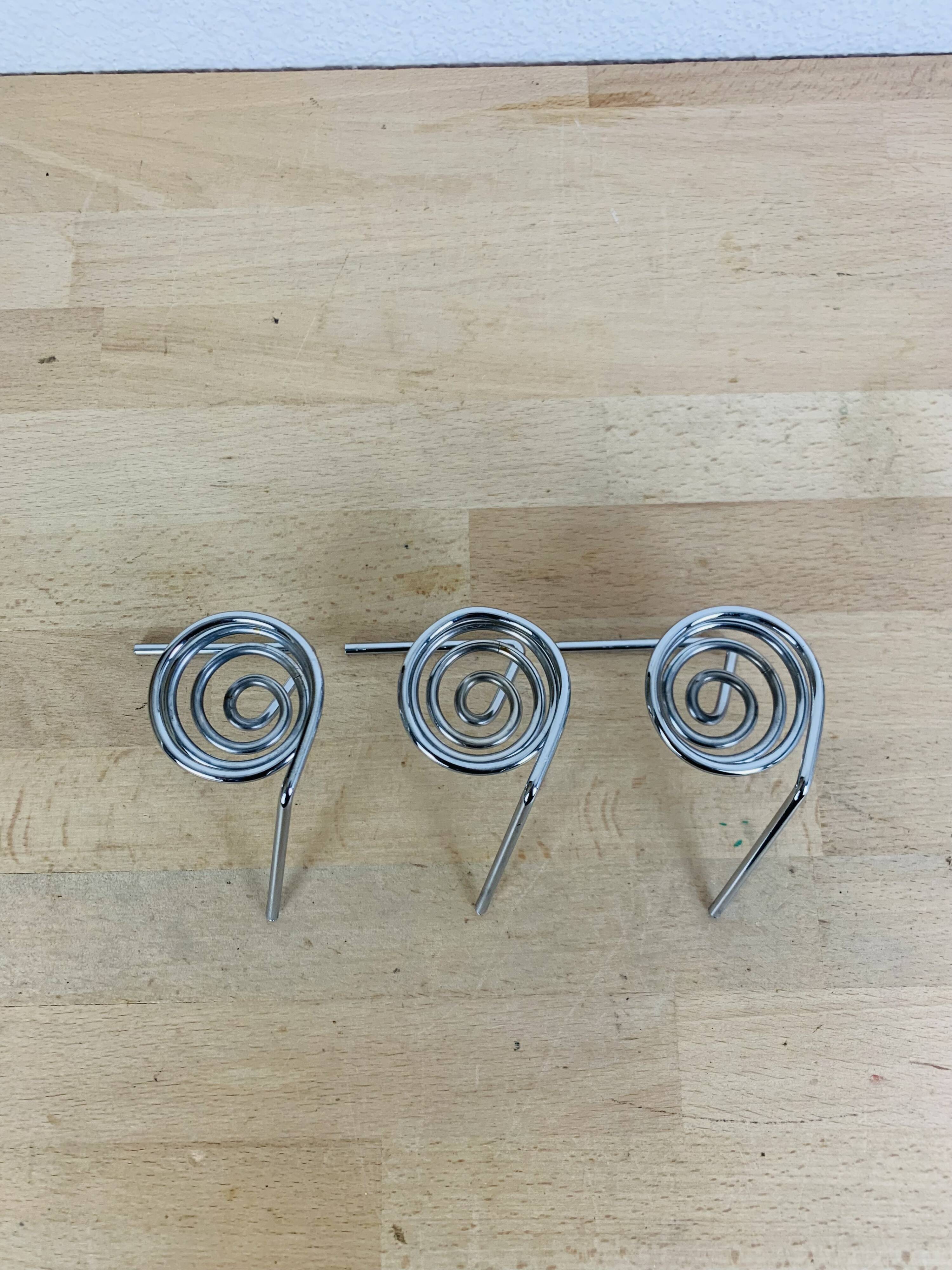 3 vintage stainless steel spring egg cups