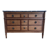 Commode d’époque Louis XVI en noyer et merisier Restaurée