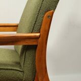Fauteuil vintage vert boucle 1960 Scandinavian design