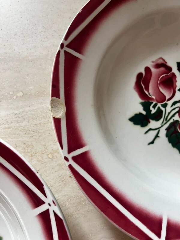 Set of four deep plates Digoin Sarreguemines, model Cibon.