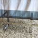 Designer coffee table in chrome metal and smoked glass - 70s/80s