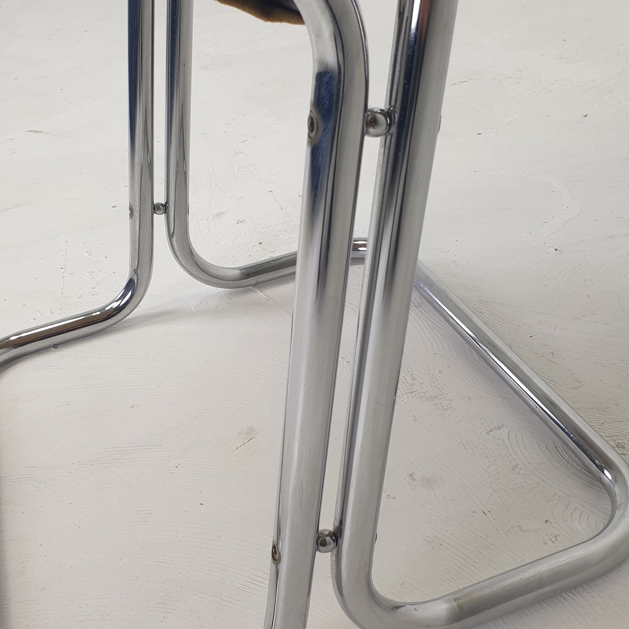 Set of 2 italian canvas and chromed metal chairs, 1970's
