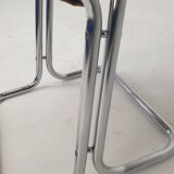 Set of 2 italian canvas and chromed metal chairs, 1970's