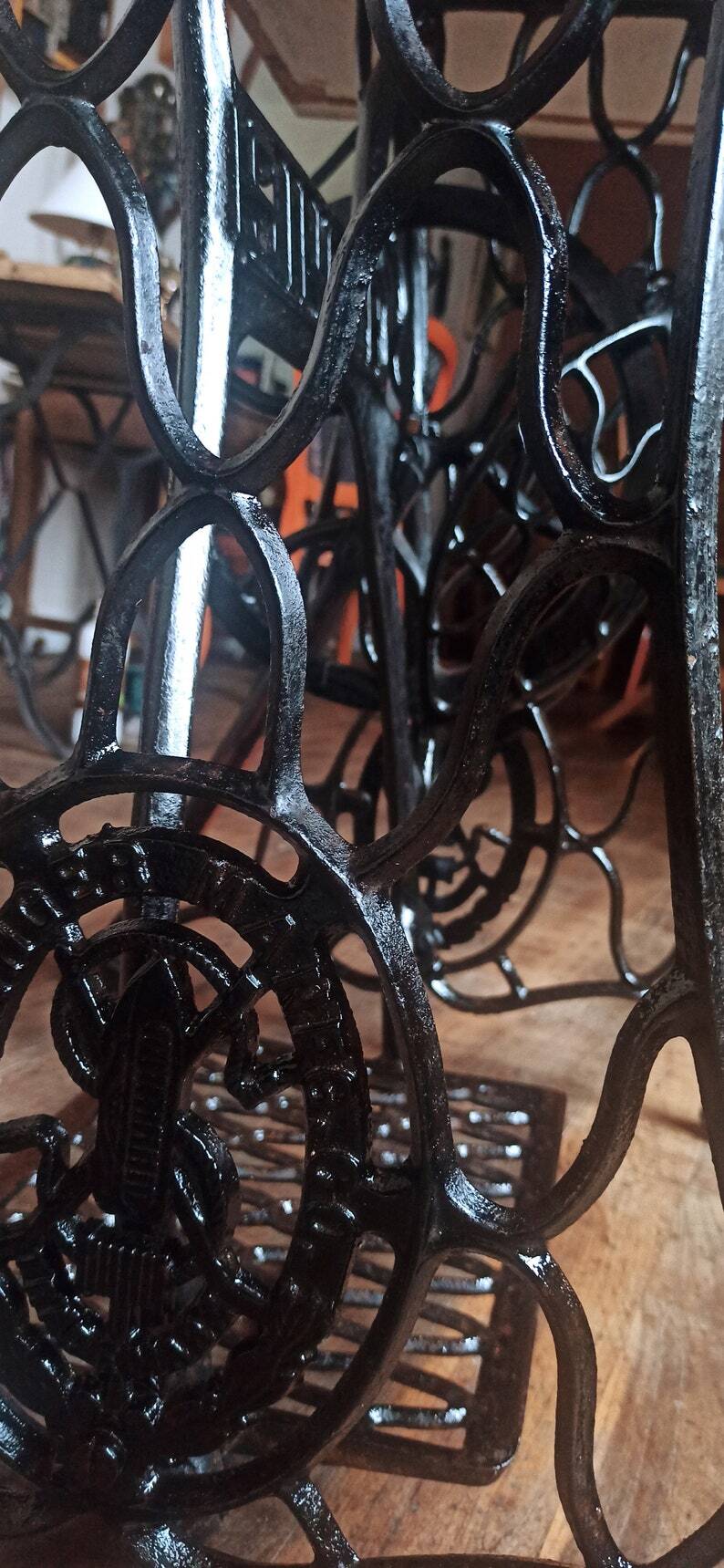 Solid wood and cast iron desk/Singer sewing machine table/entrance console/bathroom furniture