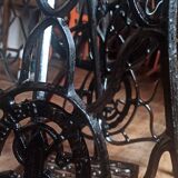 Solid wood and cast iron desk/Singer sewing machine table/entrance console/bathroom furniture