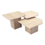 Set of 3 Nesting Tables, Italian Travetine, 1970s.
