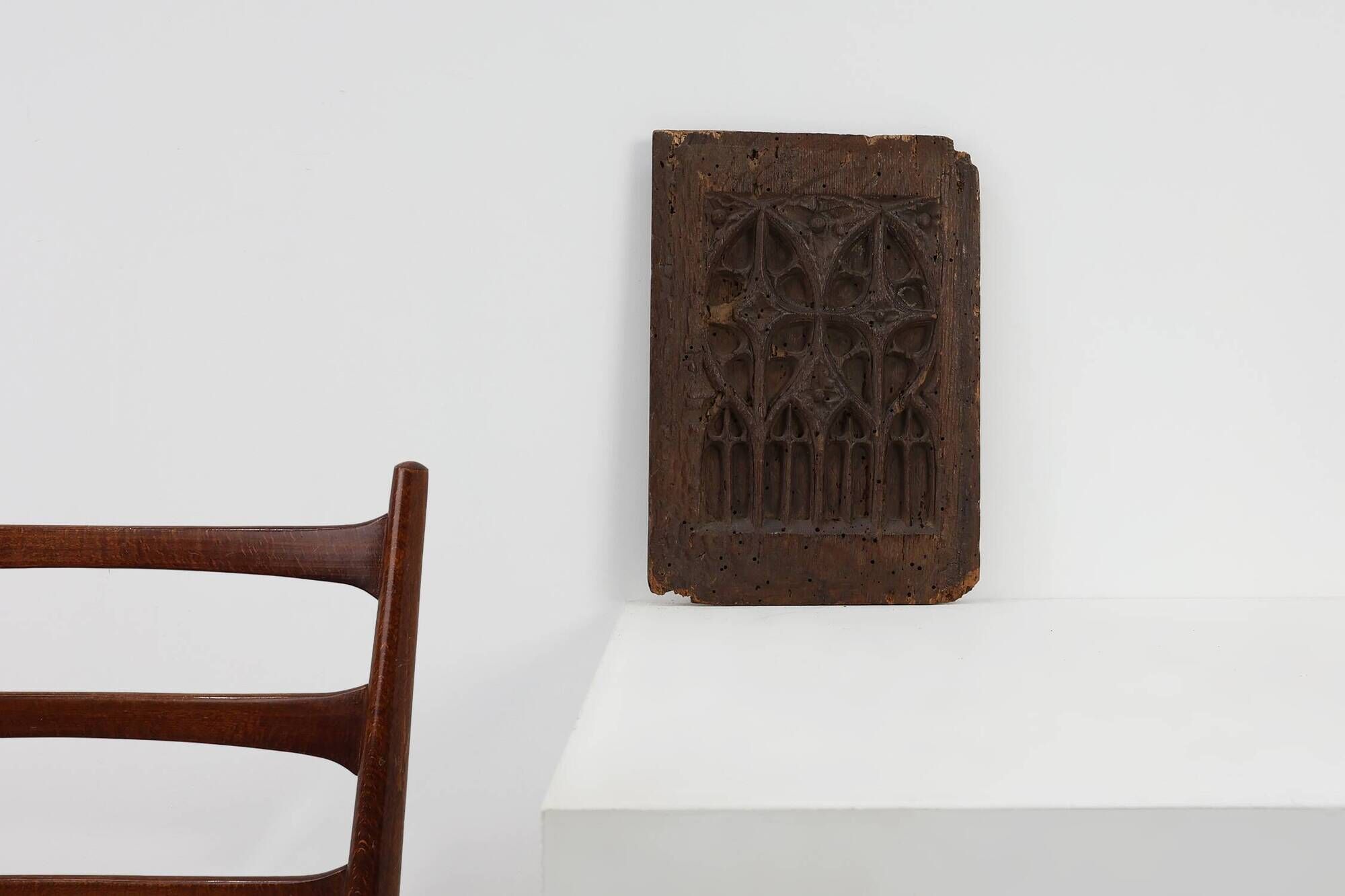 Late Gothic carved oak relief panel, France 15th century
