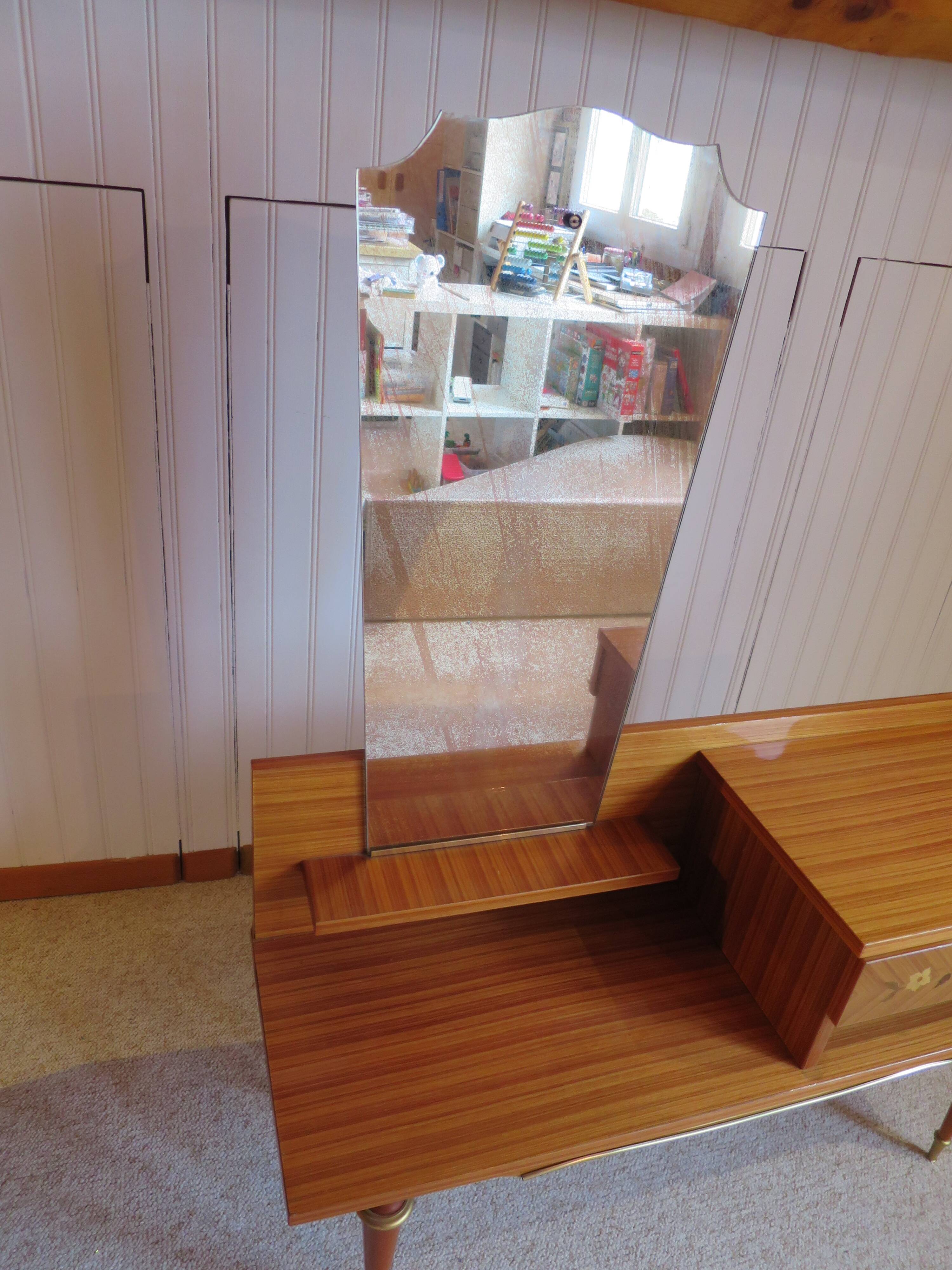 Console dressing table - hall furniture - drawer and mirror - 60s - vintage - modernist