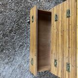Three-drawer rattan chest of drawers with pretty brass details - 1950 - in the style of Louis Sognot