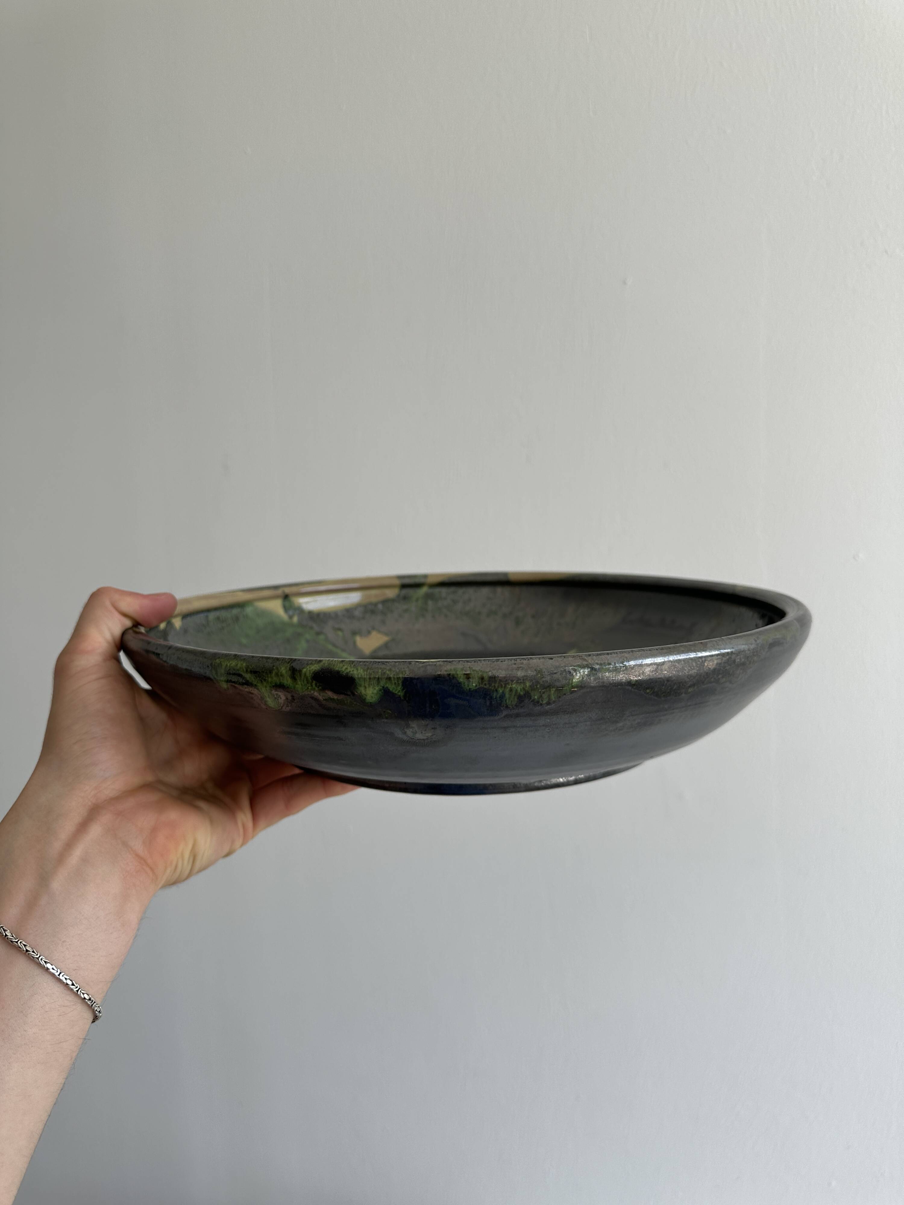 large colorful ceramic fruit basket dish