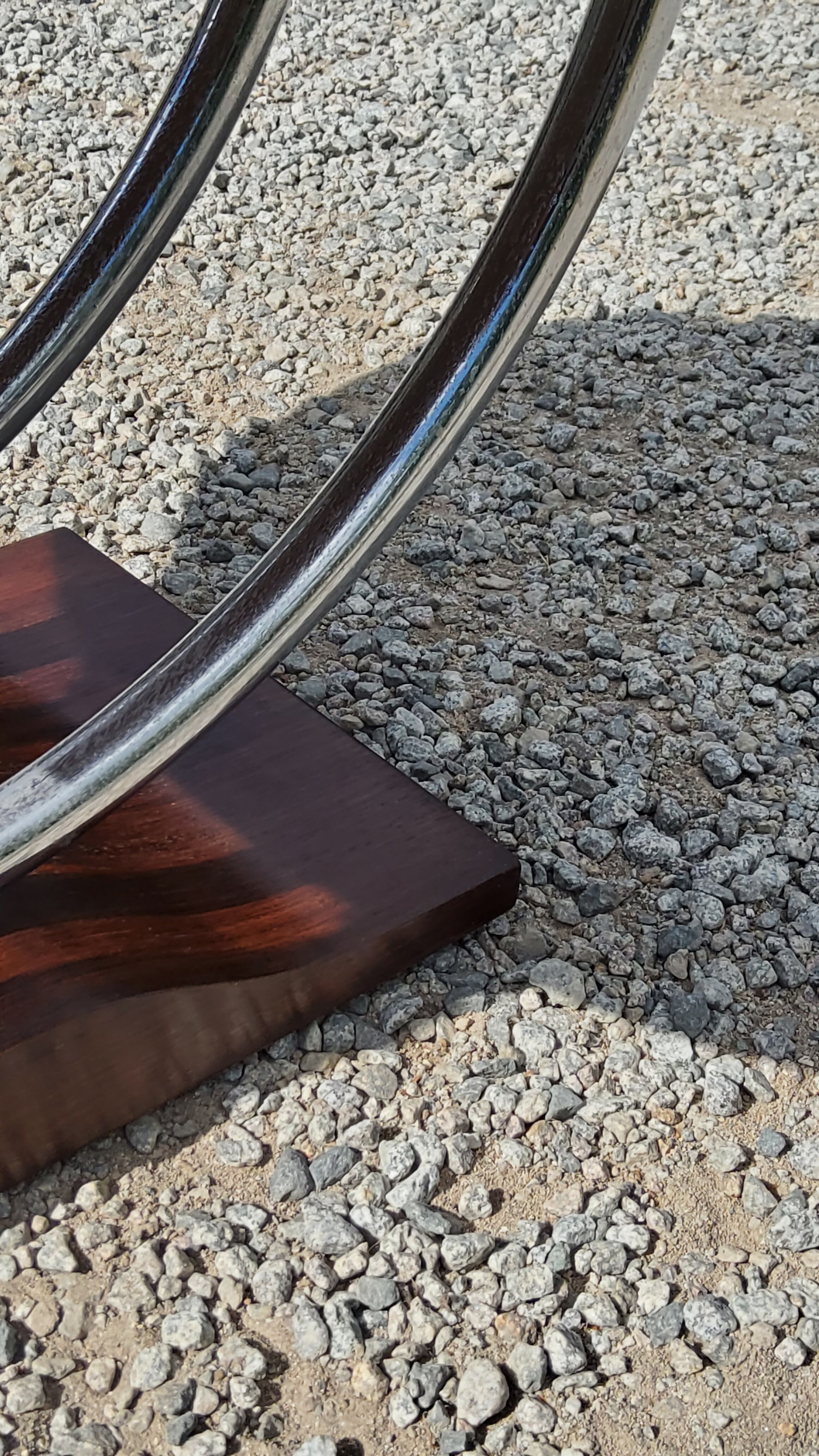 Art deco coffee table mirror base chrome and rosewood