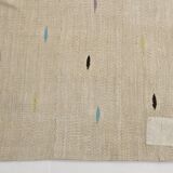 Tapis Kilim Minimaliste Beige Naturel à Motifs Ethniques, 164x225 Cm