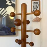 Pine coat rack with 10 hooks, 1970s.