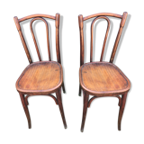 Paire de chaises Bistrot en bois courbée, signée Luterma.