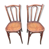 Pair of Bistrot chairs in curved wood, signed Luterma.