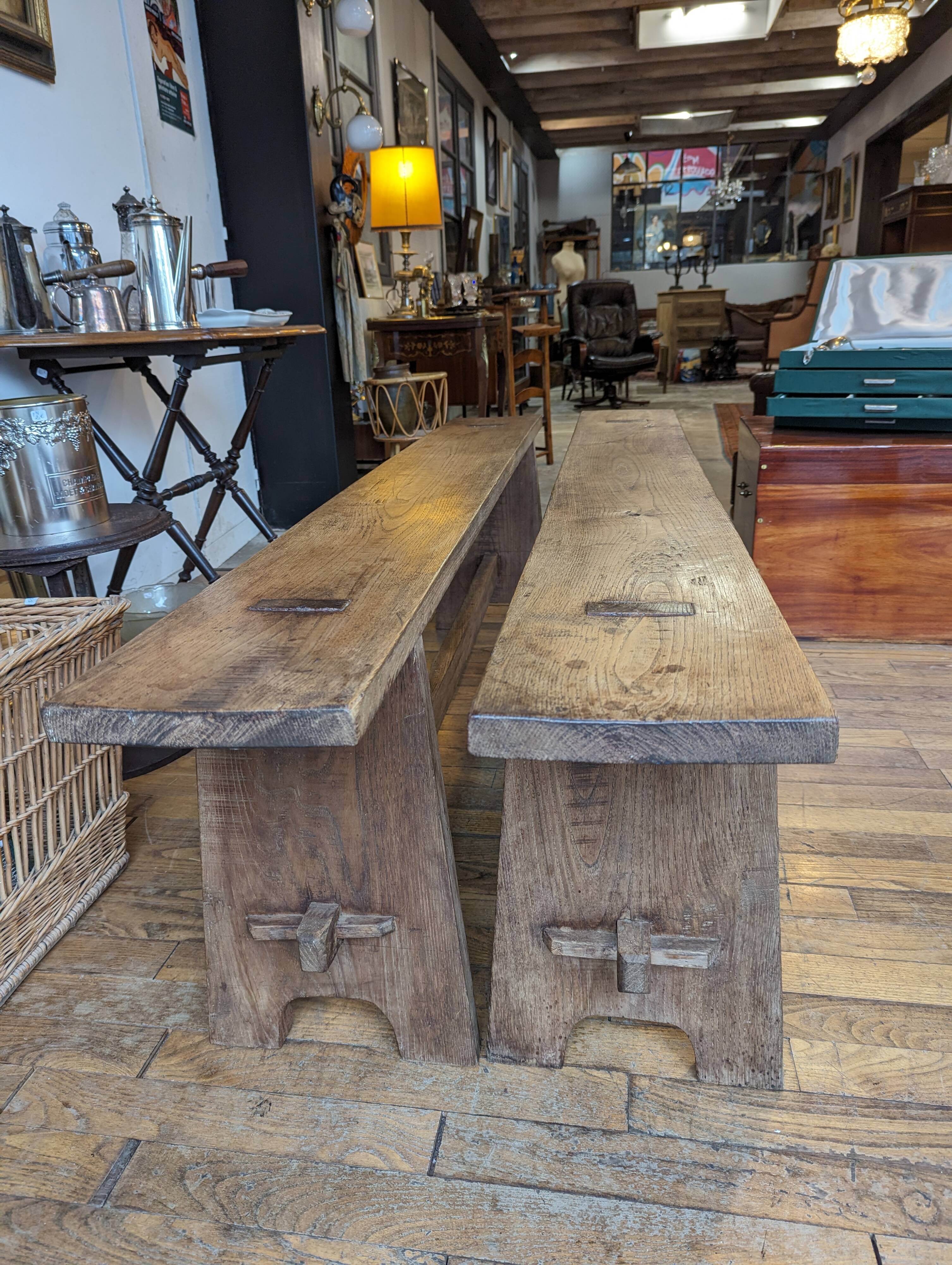 Pair of chestnut benches