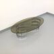 Vintage oval coffee table in smoked glass and chrome metal from the 1970s.