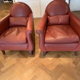 Model Lyra Leather Armchairs by Renzo Frau for Poltrona Frau, 1930s, Set of 2