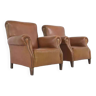 Pair of club armchairs from the 50s in imitation and wood