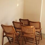 Set of 5 foldable cannate chairs (50s-60s)