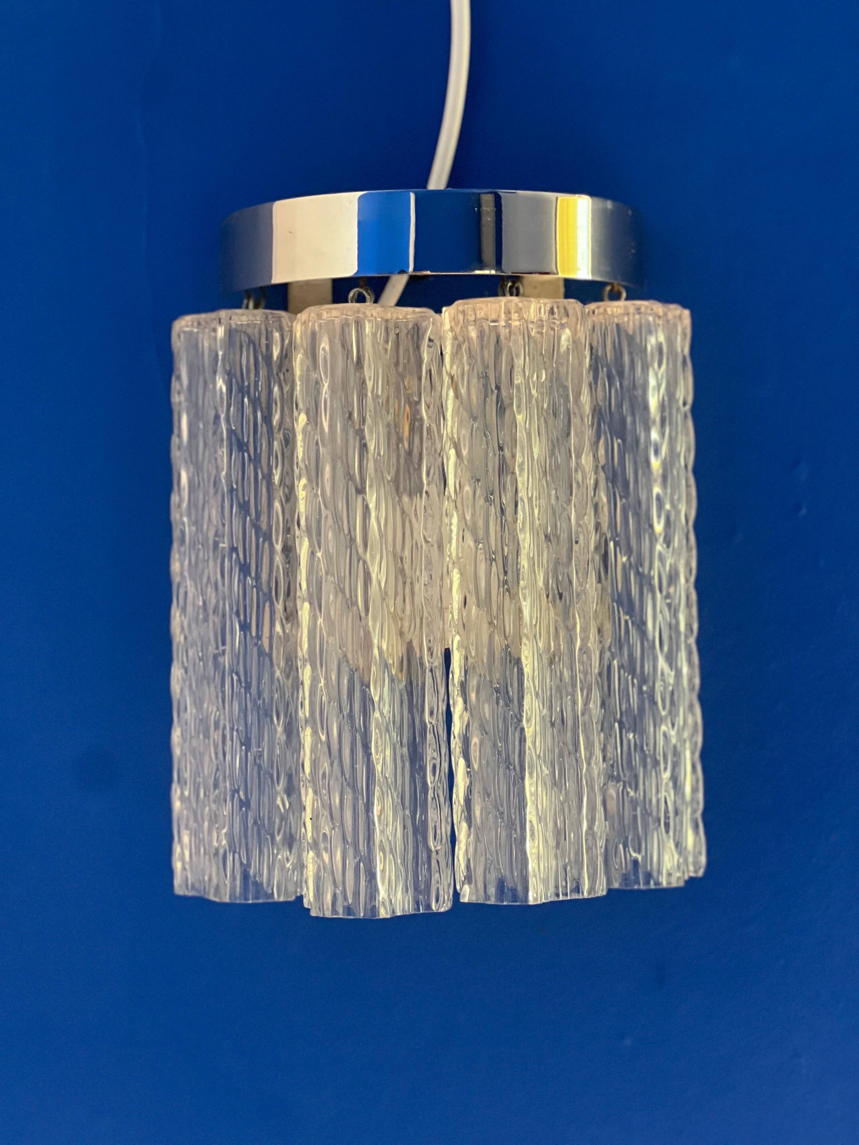 Set of two wall sconces in Murano glass and chromed metal, Italian Decorative