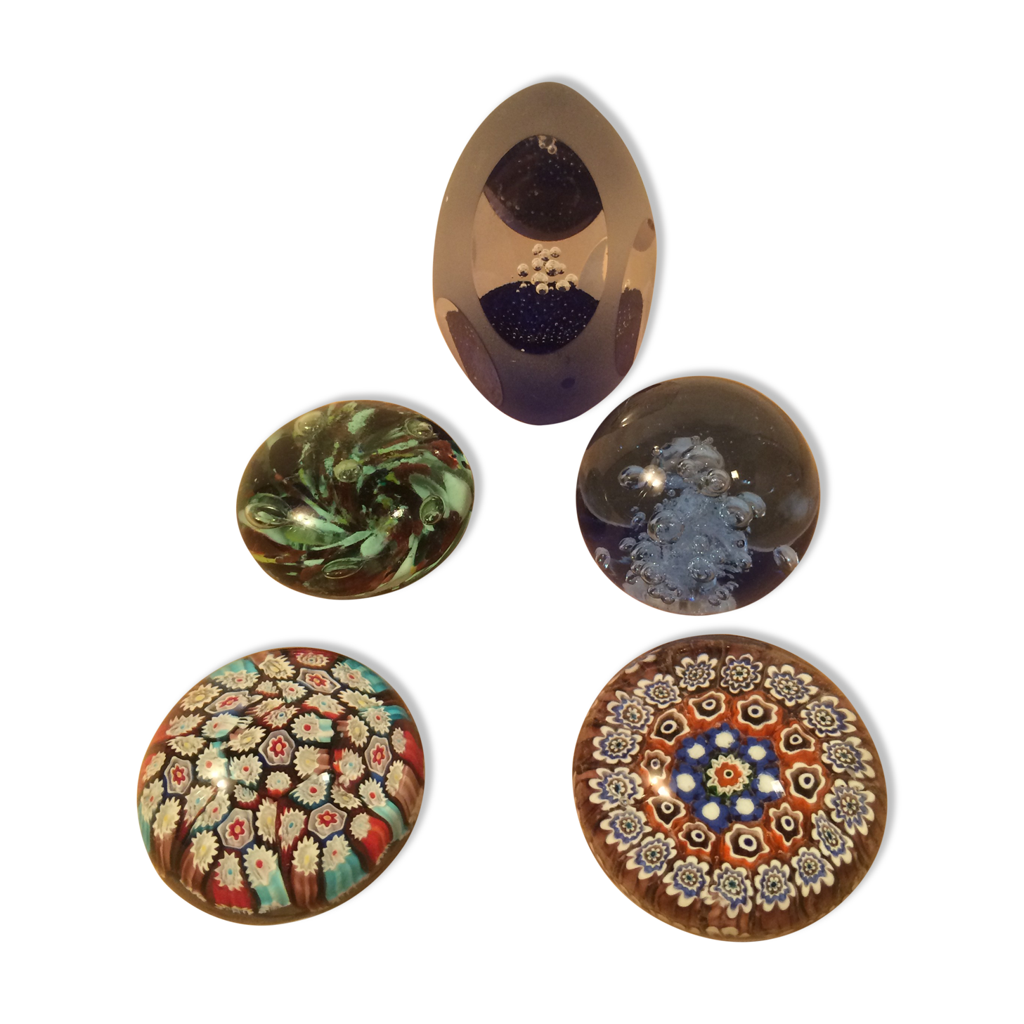 5 sulphides paper press millefiori Murano, La Rochère, Leixus