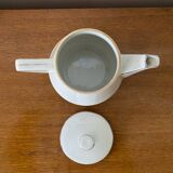 Antique Aluminite Teapot FRUGIER White & Silver Ceramic Vintage